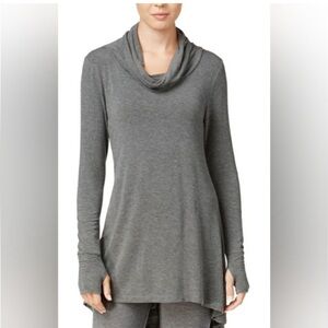 Cuddl Duds Charcoal Gray Lightweight Draped Cowl Neck Tunic